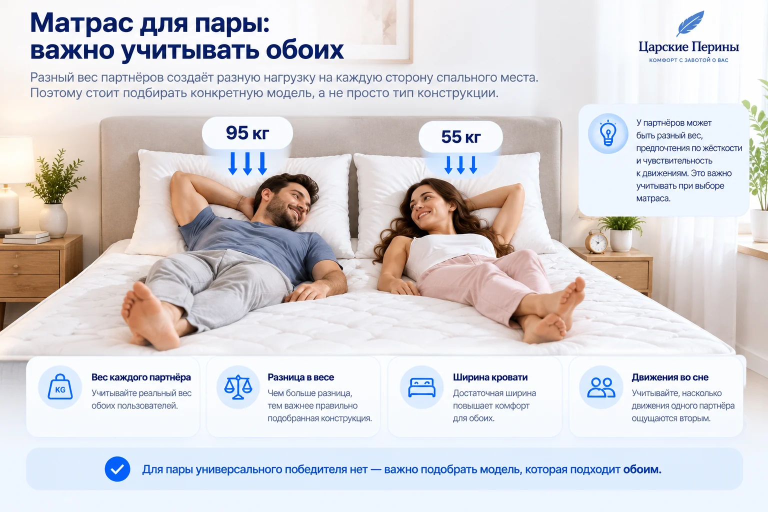 Матрас для пары — важно учитывать обоих