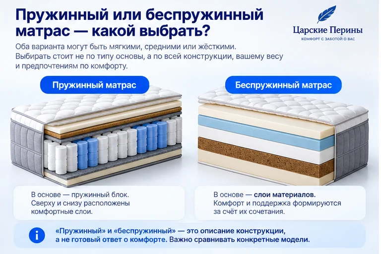 Пружинный или беспружинный матрас — какой выбрать