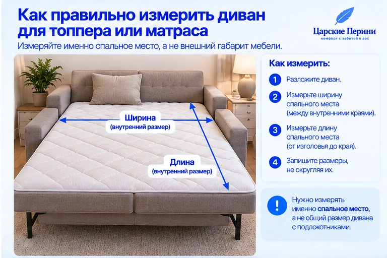 Как правильно измерить диван для топпера или матраса