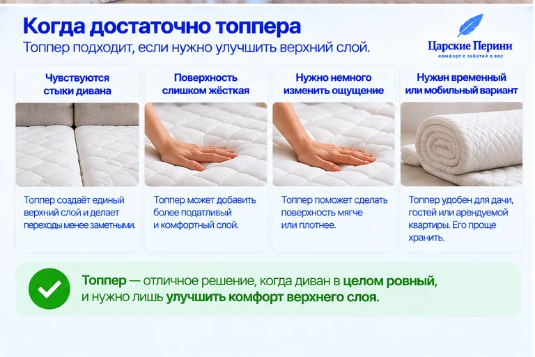 Когда достаточно топпера для дивана