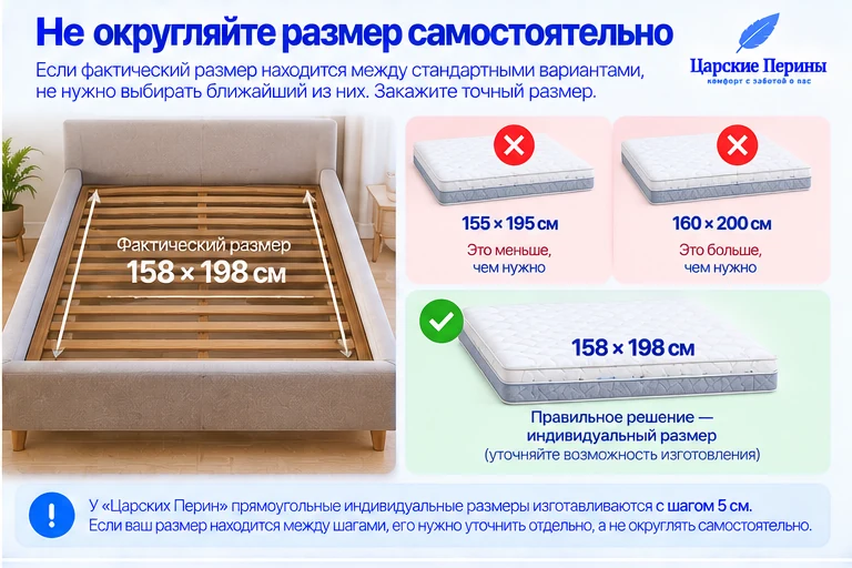 Не округляйте нестандартный размер матраса самостоятельно